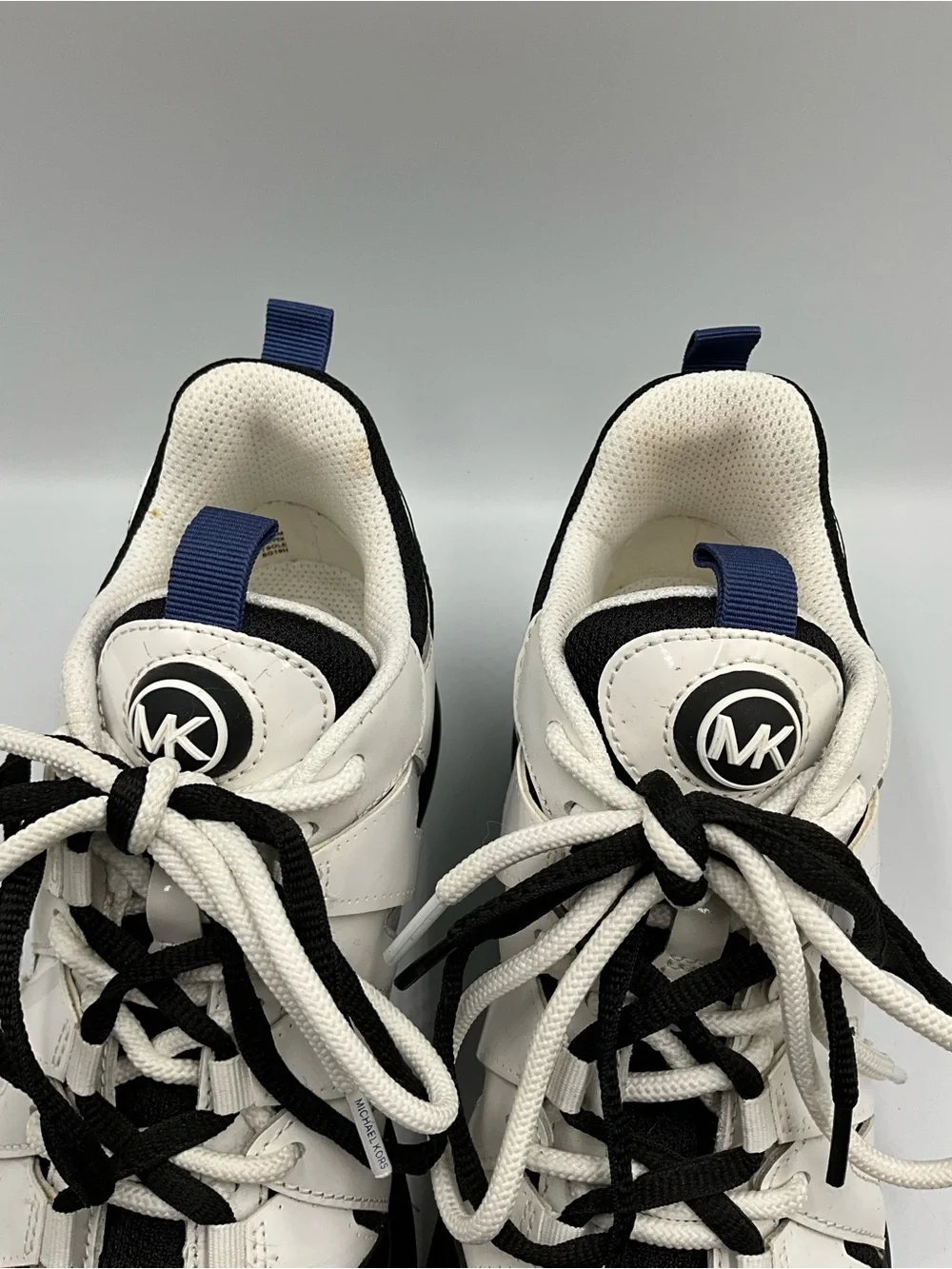 Michael Kors Sneakers Size 8m White Trainer Sneakers with Blue Accents